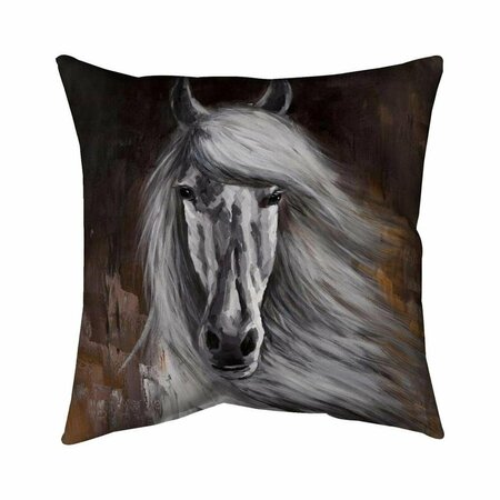 BEGIN HOME DECOR 26 x 26 in. Proud White Horse-Double Sided Print Indoor Pillow 5541-2626-AN124